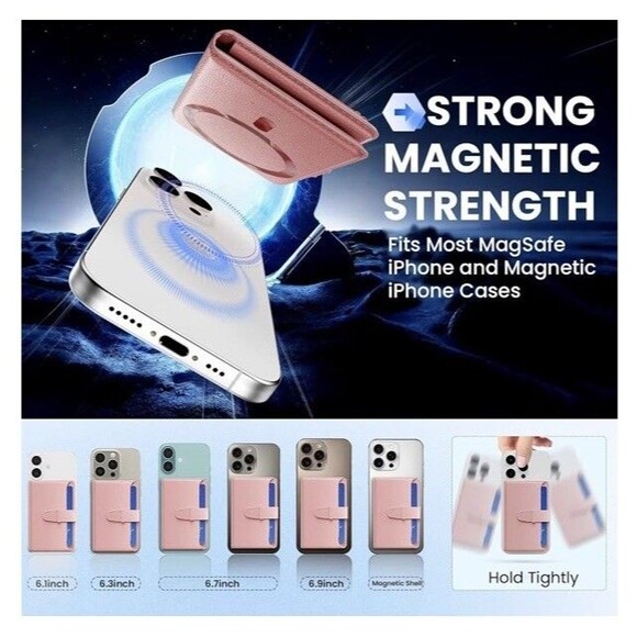MagSafe Wallet for iPhone 12-16 Pro Max, RFID, Find My, 4 Slots, Strong Magnet - Picture 1 of 7